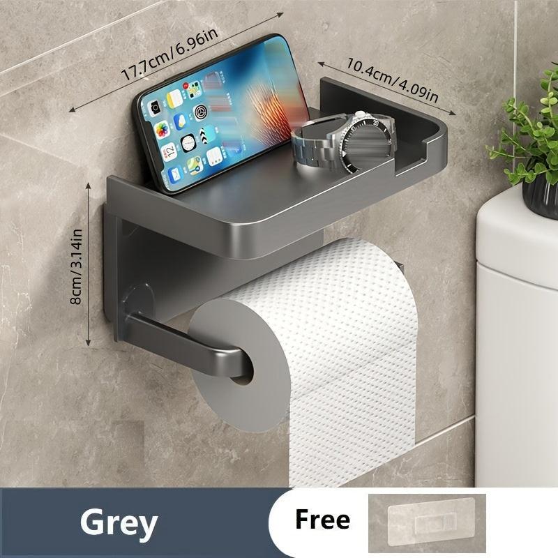 Wall Mounted Toilet Roll Holder with Mobile Phone Shelf