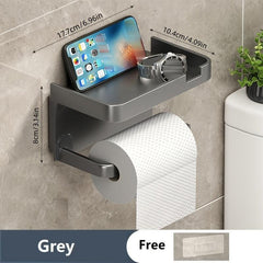 Wall Mounted Toilet Roll Holder with Mobile Phone Shelf