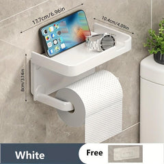 Wall Mounted Toilet Roll Holder with Mobile Phone Shelf