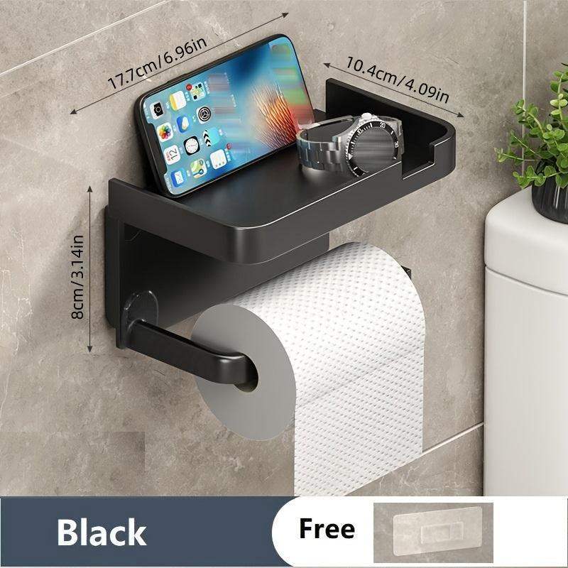 Wall Mounted Toilet Roll Holder with Mobile Phone Shelf