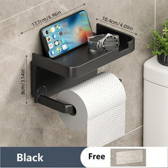 Wall Mounted Toilet Roll Holder with Mobile Phone Shelf
