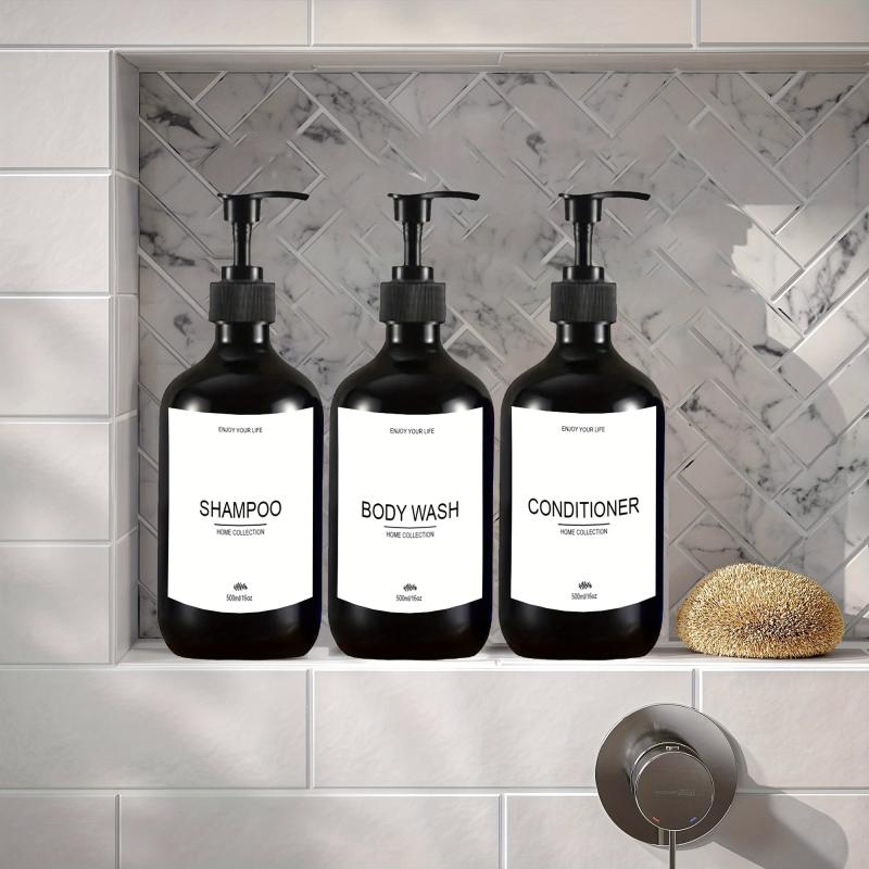 3 Refillable Bottles With Pump & Labels 500ml