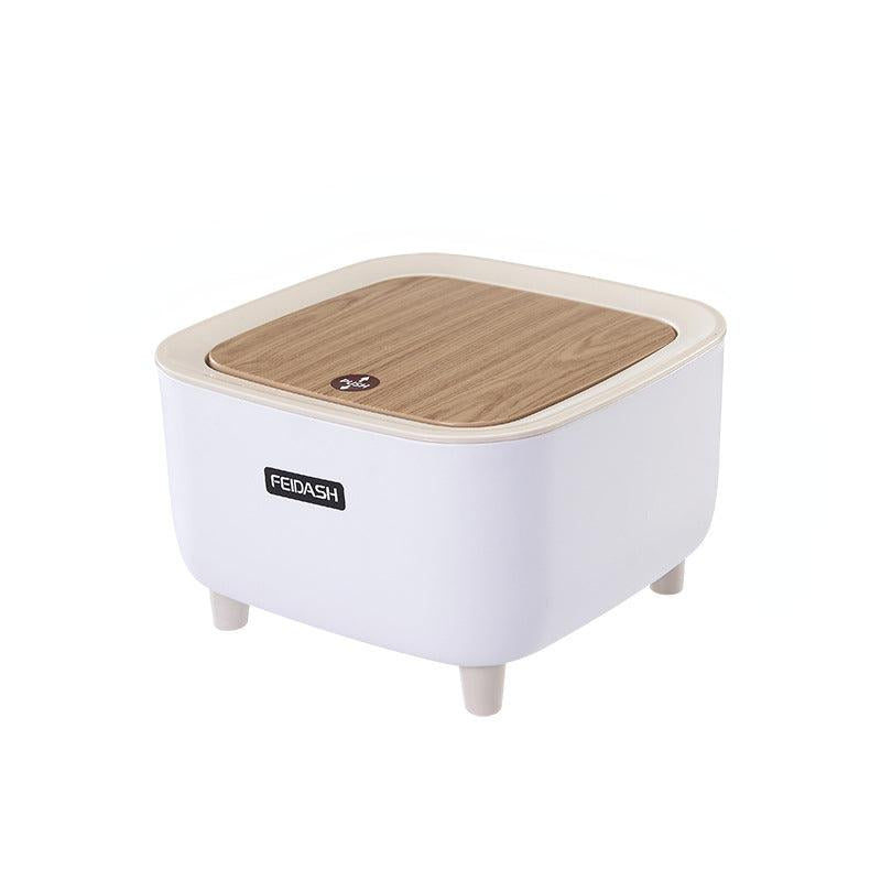 Nordic Style Wood Grain Trash Can with Lid