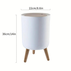 Nordic Style Wood Grain Trash Can with Lid