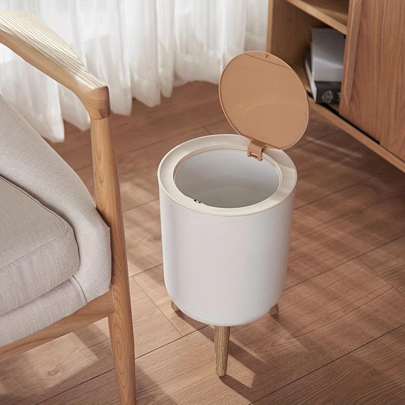 Nordic Style Wood Grain Trash Can with Lid