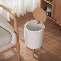Nordic Style Wood Grain Trash Can with Lid