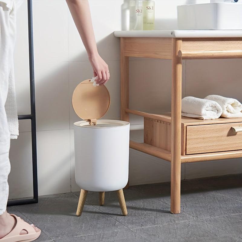 Nordic Style Wood Grain Trash Can with Lid