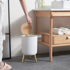 Nordic Style Wood Grain Trash Can with Lid
