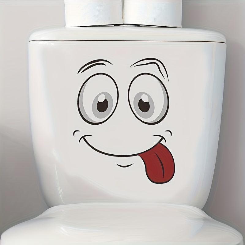 Smiling Face Toilet Lid Decal for Bathroom Decor