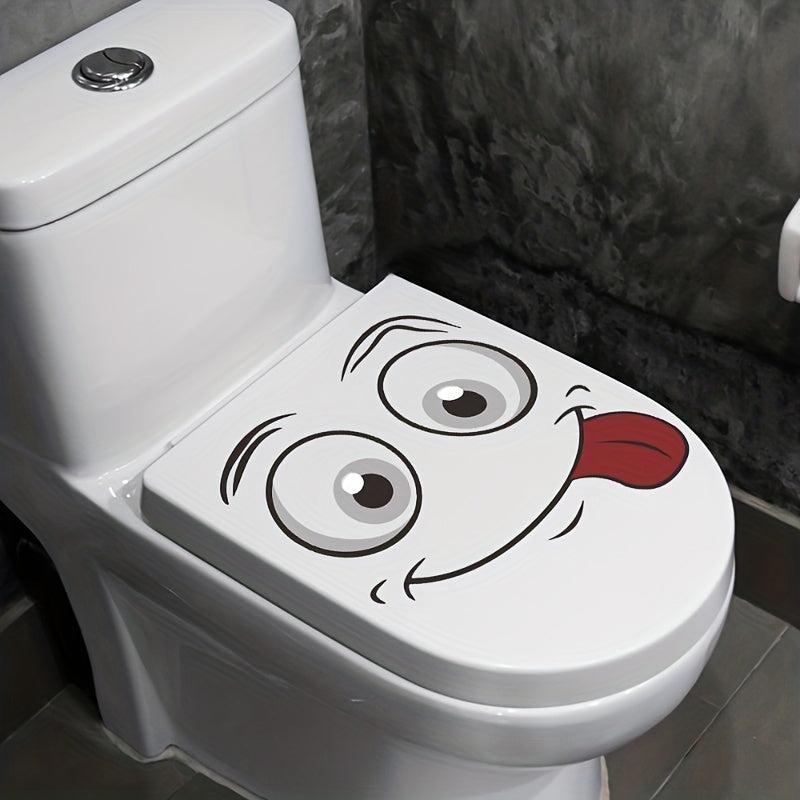 Smiling Face Toilet Lid Decal for Bathroom Decor