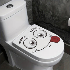 Smiling Face Toilet Lid Decal for Bathroom Decor