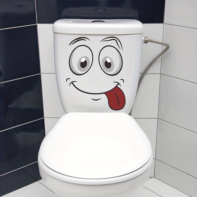 Smiling Face Toilet Lid Decal for Bathroom Decor