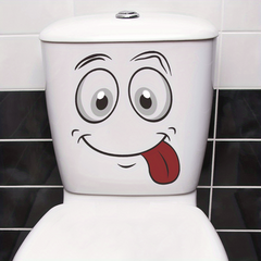 Smiling Face Toilet Lid Decal for Bathroom Decor