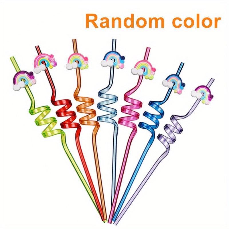 24pcs Rainbow Reusable Plastic Straws for Summer Parties
