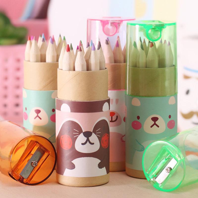 12pcs Box Pencils Stationery Bear Children Student Gift Art C