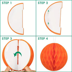 15pcs Tropical Hawaiian Party Decorations - Flamingo Paper Fan Honeycomb Ball