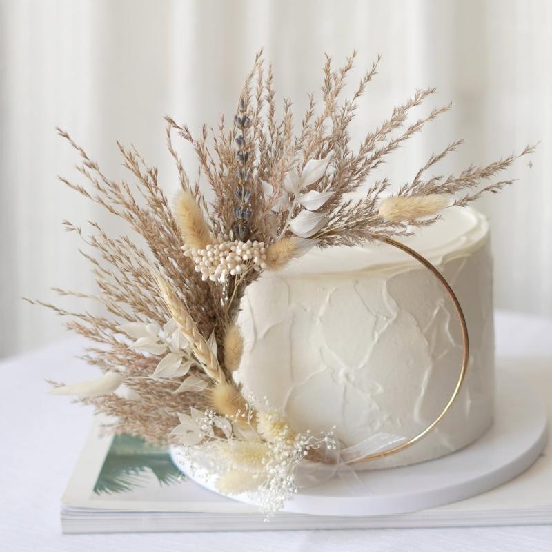 Dried Flowers Cake Topper Pampas Grass Dessert Table Decor