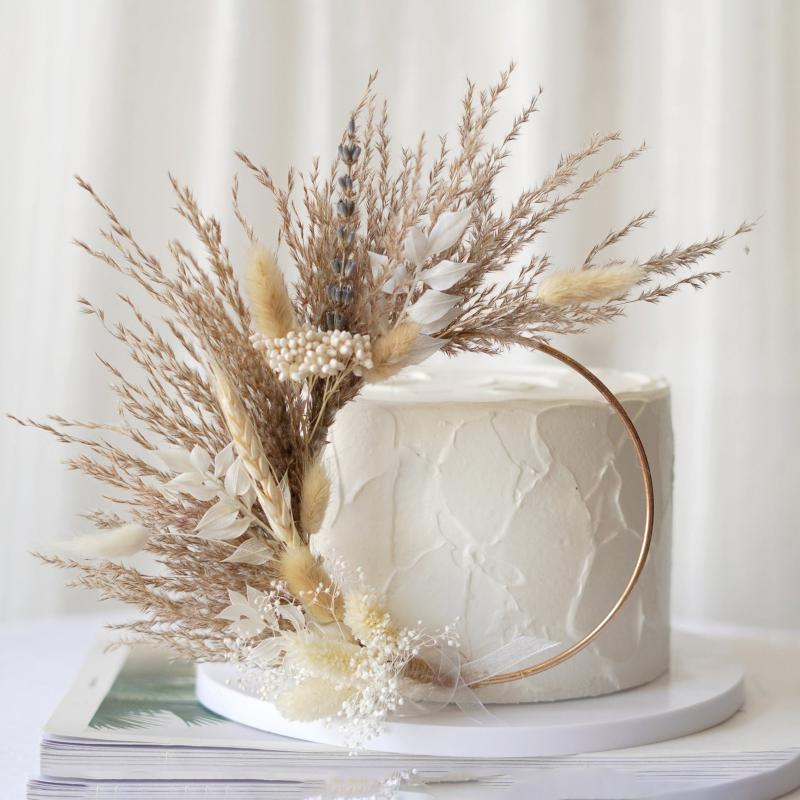 Dried Flowers Cake Topper Pampas Grass Dessert Table Decor