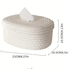 Rope Tissue Box Oval Storage Box With Lid Wipes Paper Storage Case