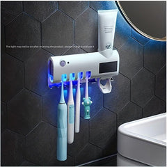 UV Toothbrush Sterilizer w/ Dispenser 4 Slots & Bathroom Accessories