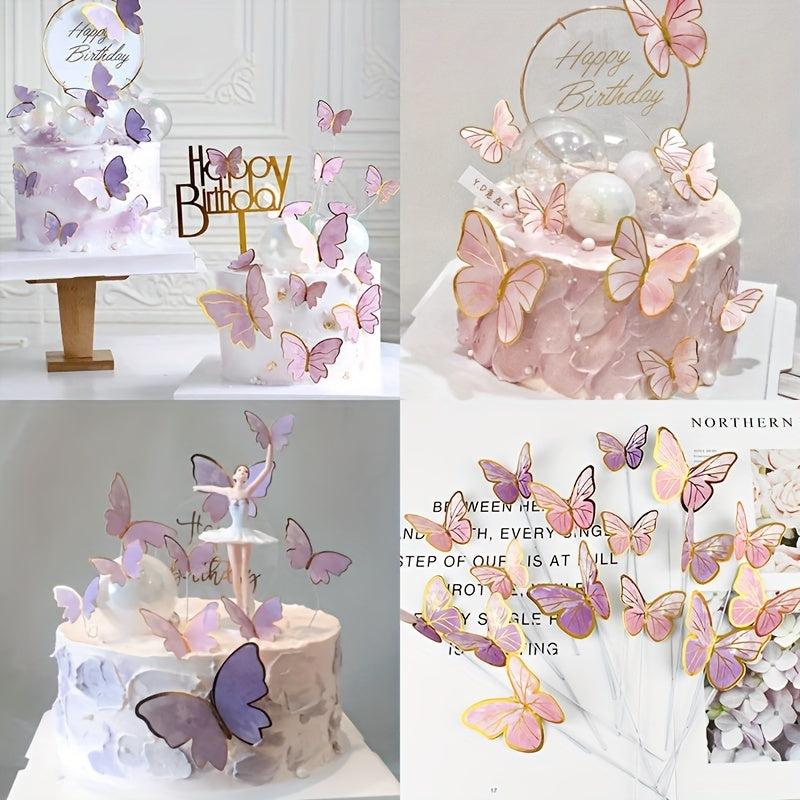 10pcs Butterfly Cake Toppers for Weddings Birthdays Parties