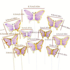 10pcs Butterfly Cake Toppers for Weddings Birthdays Parties
