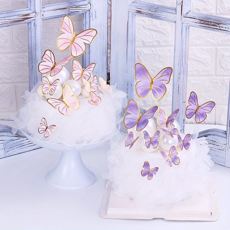10pcs Butterfly Cake Toppers for Weddings Birthdays Parties