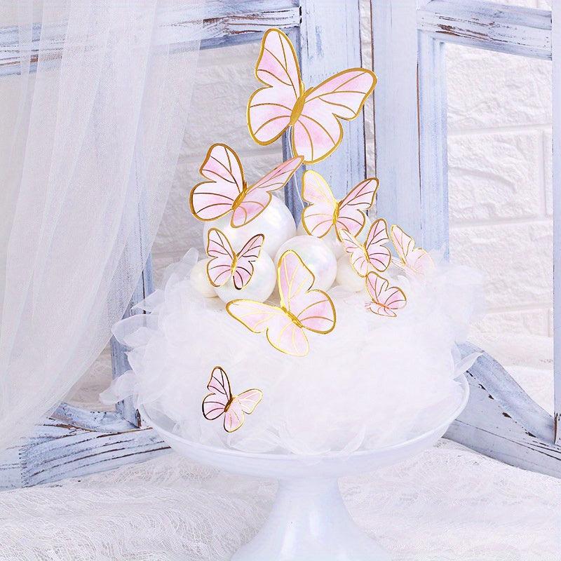 10pcs Butterfly Cake Toppers for Weddings Birthdays Parties