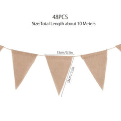 Burlap Triangle Bunting Flags Pennant Banner Brown Party Decoration