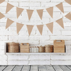 Burlap Triangle Bunting Flags Pennant Banner Brown Party Decoration
