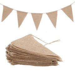 Burlap Triangle Bunting Flags Pennant Banner Brown Party Decoration