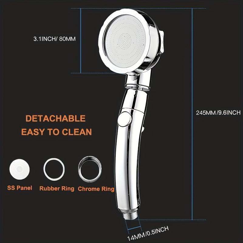 High Pressure Handheld Shower Head 3 Settings With On Off Switch