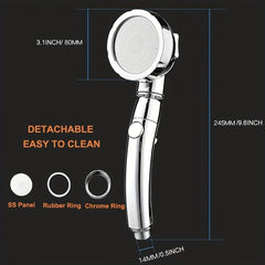 High Pressure Handheld Shower Head 3 Settings With On Off Switch