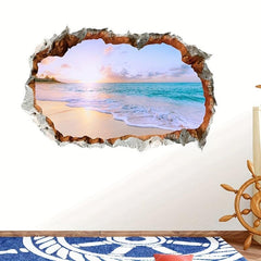 Beach View Wall Sticker Self Adhesive Decal for Home and Bathroom Decoration
