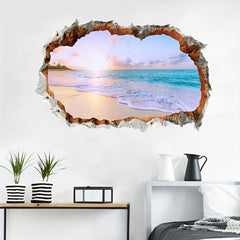 Beach View Wall Sticker Self Adhesive Decal for Home and Bathroom Decoration