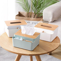 Wood Grain Tissue Box for Restaurant and Living Room
