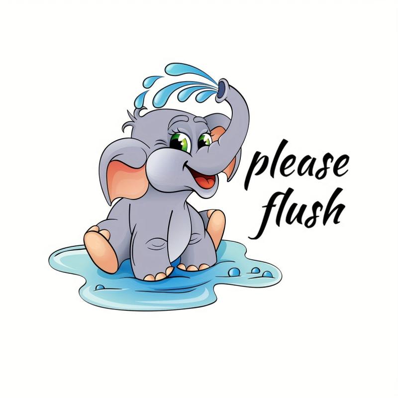 Elephant Pattern Toilet Lid Decal Adhesive Wall Sticker Bathroom Decor