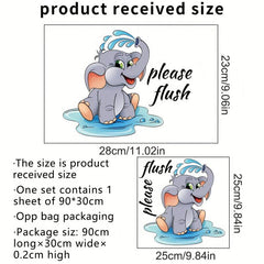 Elephant Pattern Toilet Lid Decal Adhesive Wall Sticker Bathroom Decor