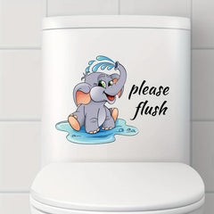 Elephant Pattern Toilet Lid Decal Adhesive Wall Sticker Bathroom Decor