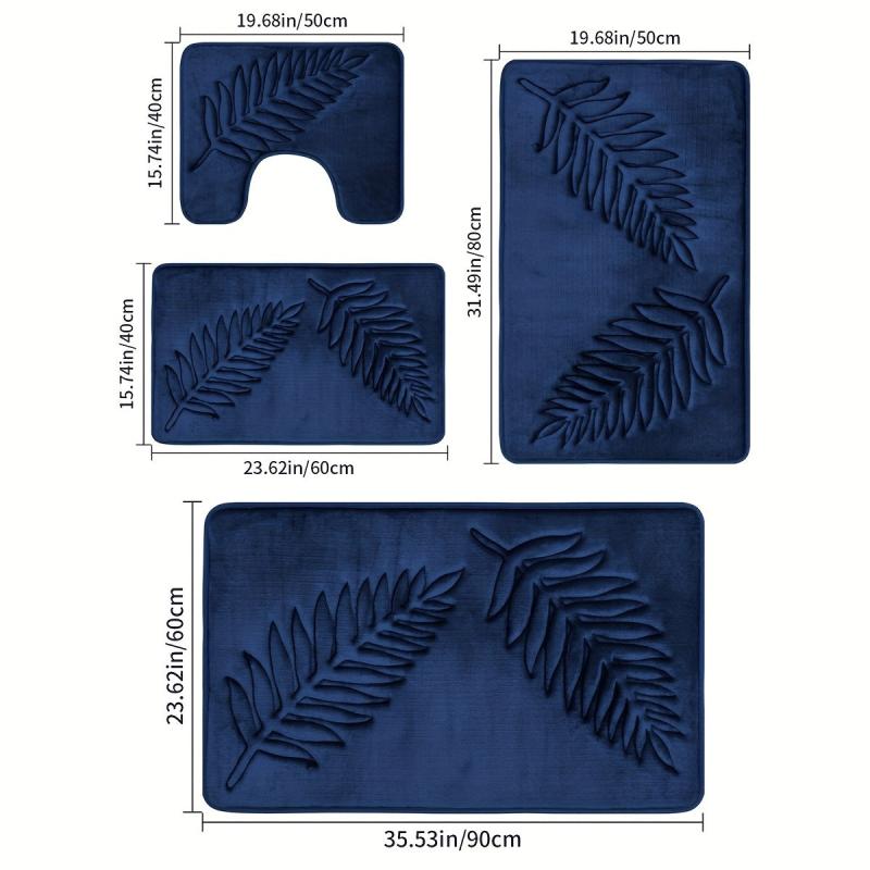 Memory Foam Bath Mat Non Slip Bathroom Rug Toilet U Shape Mat Absorbent Bath Rug
