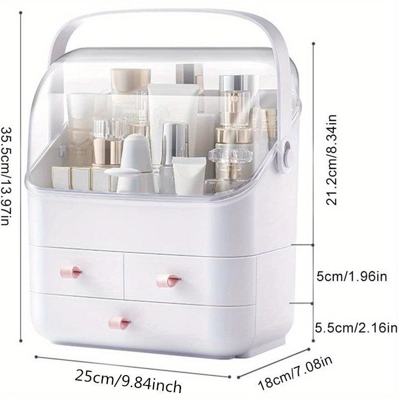 Makeup Organizer with Dustproof Cover - Portable Cosmetic Storage Box