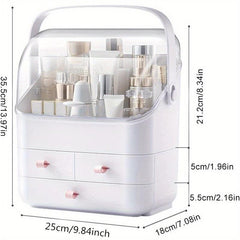 Makeup Organizer with Dustproof Cover - Portable Cosmetic Storage Box