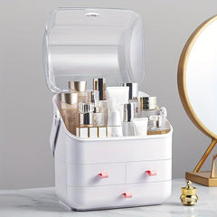 Makeup Organizer with Dustproof Cover - Portable Cosmetic Storage Box