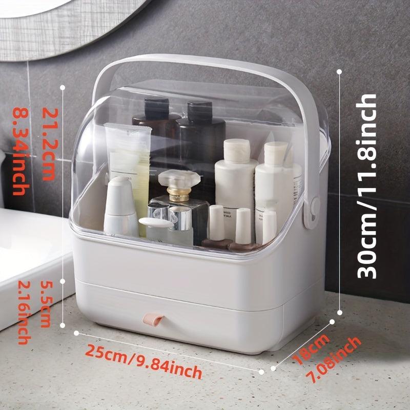 Makeup Organizer with Dustproof Cover - Portable Cosmetic Storage Box