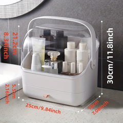 Makeup Organizer with Dustproof Cover - Portable Cosmetic Storage Box