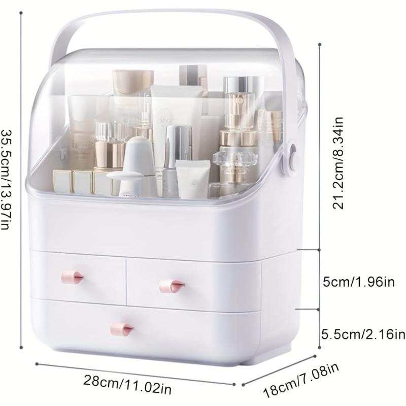 Makeup Organizer with Dustproof Cover - Portable Cosmetic Storage Box
