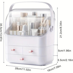Makeup Organizer with Dustproof Cover - Portable Cosmetic Storage Box