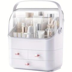 Makeup Organizer with Dustproof Cover - Portable Cosmetic Storage Box