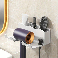 Wall Mounted Hair Dryer Rack with Toilet Rack & Storage Shelf