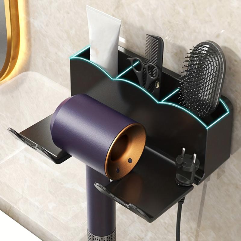 Wall Mounted Hair Dryer Rack with Toilet Rack & Storage Shelf